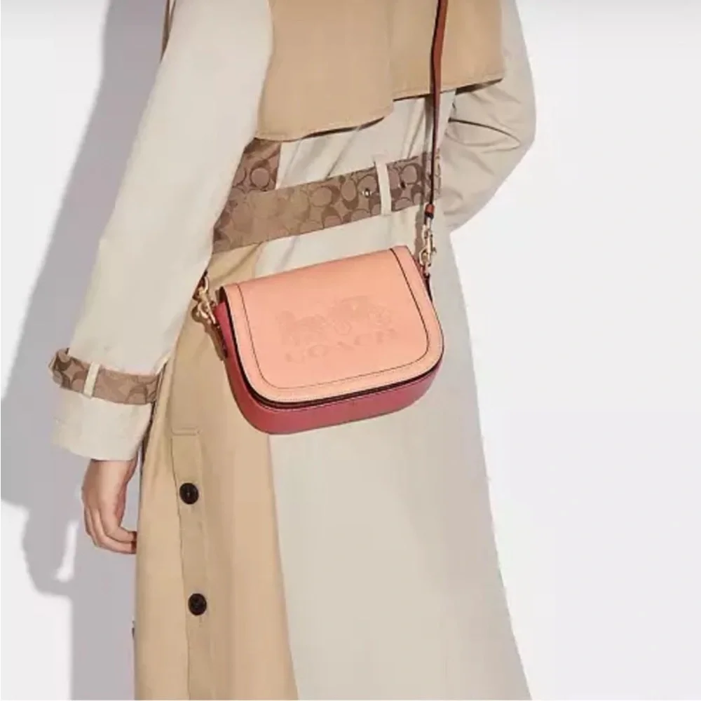 Coach Colorblock Pebble Leather Horse & Carriage Saddle Handbag Crossbody